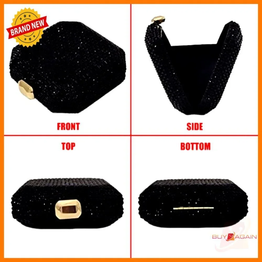 Mini Crystal Box Clutch Rhinestone Evening Bag with Chain